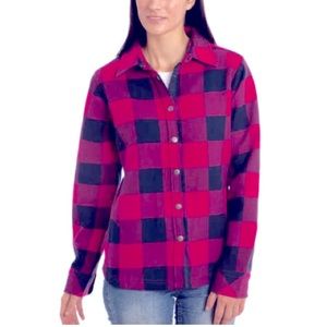 Orvis Pink/Navy Buffalo Check Flannel Shirt Jacket Shacket
